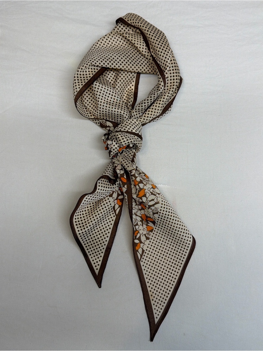 Vintage Style Floral Polka Dot Skinny Scarf